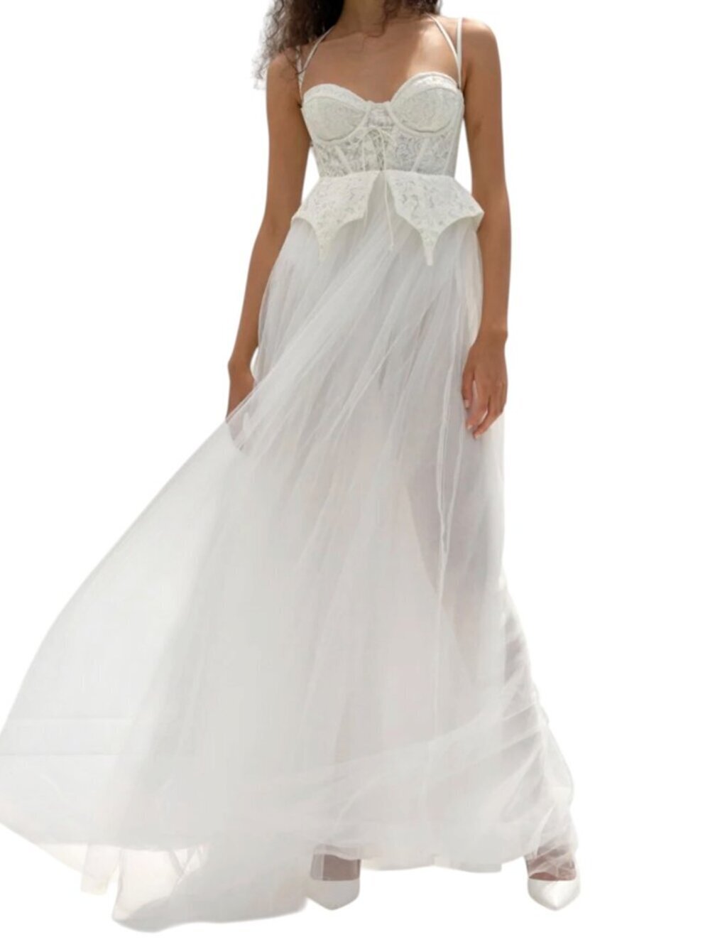 For Love & Lemons Lily Corset Tulle Bridal Dress White S NWT